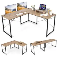 Coast L-förmiger Computertisch mit Monitorständer reversibel Cornerstot Nature