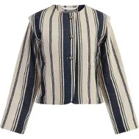 Dreimaster Kurze Blazerjacke Damen Dunkelmarine Wollweisser Streifen