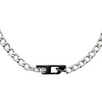 Diesel D Logo Silver and Gold Stainless Steel Necklace DX1636931