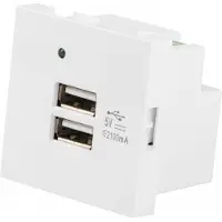 Lanberg AC-4545-2XUSB2.1-W, 2x USB, Gewinde-Klemmanschluss, Weiß, Polycarbonat (PC), 100 - 240 V, 5 V