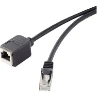 Renkforce RF-4394127 RJ45 Patchkabel CAT 5e F/UTP 5.00 m Schwarz Verlängerungskabel mit Rastnasenschutz, vergoldete Ste