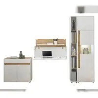 Furn.Design Aktenschrank Set 4-teilig weiß matt, Eiche Wotan 290 cm, Büromöbel mit Sekretär | Gr.: onesize