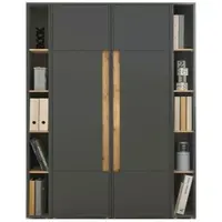 Furn.Design Aktenschrank Set 4-teilig grau matt, Eiche 140 cm, Kombination mit 20 Fächern | Gr.: onesize