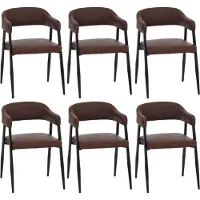 Mendler 6er-Set Esszimmerstuhl MCW-P29, Küchenstuhl Lehnstuhl Polsterstuhl, Industrial Retro Vintage Kunstleder rostrot