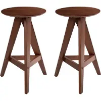 Beliani Barhocker 2er Set Braun Gummibaumholz Ohne Rückenlehne Retro Stil Tresenhocker Barstühle Küche Esszimmer