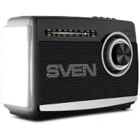 SVEN Funkgerät Lautsprecher SRP-535, schwarz (3W, FM/AM/SW, USB, microSD, Taschenlampe, Batterie)