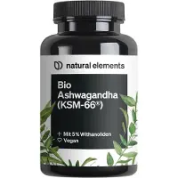 Natural Elements Bio-Ashwagandha – Ksm-66 Premiumrohstoff 5% Withanolid-Gehalt hochdosiert 67 g Kapseln