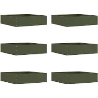 vidaXL Raseneinfassung 6 Stk. 50 x 50 x 13 cm Stahl Olive Grün