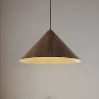 LINDBY Clarine Hängeleuchte, walnuss, Ø 50 cm, Metall - , Clarine, dimmbar, Holz, für Esszimmer, Metall, Modern