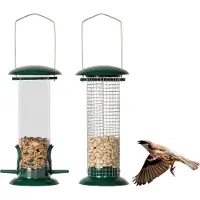 Needs&wants® 2er Set: Vogelfutterspender zum Aufhängen Metall Edelstahl Kunststoff, Vogelfutterstation klein Futterstation Vögel Wildvögel