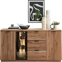 Wohn-Concept Donna Sideboard Wildeiche Massivholz/Echtkork Bianco furniert