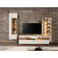 Wohn-Concept Fresno TV-/Wohnwand Holzwerkstoff Weiß matt/Eiche Artisan