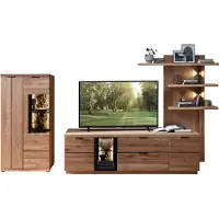 Wohn-Concept Donna TV-/Wohnwand Wildeiche Massivholz/Echtkork Bianco furniert
