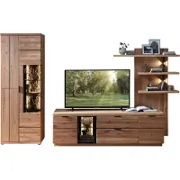 Wohn-Concept Donna TV-/Wohnwand Wildeiche Massivholz/Echtkork Bianco furniert