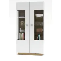 Wohn-Concept Fresno Vitrine Holzwerkstoff Weiß matt/Eiche Artisan