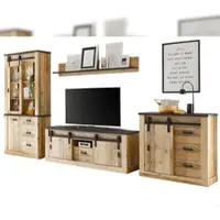 Furn.Design Wohnwand "Stove" in Used Wood anthrazit Schrankwand 4-teilig 388 x 201 cm