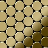 ALLOY Mosaik Fliese Massiv Metall Titan Hochglänzend Gold 1,6mm Stark Dome-ti-gm 1 Paket mit 10 Matten 0,73 m2 Gold