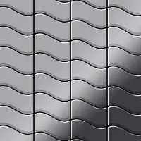 ALLOY Mosaik Fliese Massiv Metall Edelstahl Marine Hochglanz Grau 1,6mm Flux-s-s-mm 1 Paket mit 10 Matten 0,86 m2 Grau