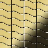 ALLOY Mosaik Fliese Massiv Metall Messing Gewalzt Gold 1,6mm Stark Flux-bm 1 Paket mit 10 Matten 0,86 m2 Gold