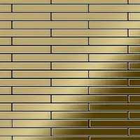 ALLOY Mosaik Fliese Massiv Metall Titan Hochglänzend Gold 1,6mm Stark Avenue-ti-gm 1 Paket mit 10 Matten 0,74 m2 Gold