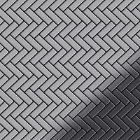 ALLOY Mosaik Fliese Massiv Metall Edelstahl Hochglanz Grau 1,6mm Herringbone-s-s-m 1 Paket mit 10 Matten 0,85 m2 Grau