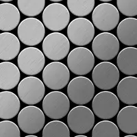 ALLOY Mosaik Fliese Massiv Metall Edelstahl Gebürstet Grau 1,6mm Stark Medallion-s-s-b 1 Paket mit 10 Matten 0,73 m2 Grau