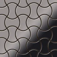 ALLOY Mosaik Fliese Massiv Metall Titan Hochglanz Dunkelgrau 1,6mm Infinit-ti-sm 1 Paket mit 10 Matten 0,91 m2 Grau