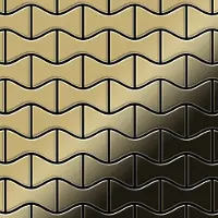ALLOY Mosaik Fliese Massiv Metall Titan Hochglänzend Gold 1,6mm Stark Kismet-ti-gm 1 Paket mit 10 Matten 0,86 m2 Gold