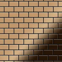 ALLOY Mosaik Fliese Massiv Metall Titan Hochglänzend Kupfer 1,6mm Stark House-ti-am 1 Paket mit 10 Matten 0,98 m2 Kupfer