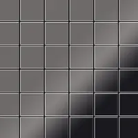 ALLOY Mosaik Fliese Massiv Metall Titan Hochglanz Dunkelgrau 1,6mm Cinquanta-ti-sm 1 Paket mit 10 Matten 0,94 m2 Grau
