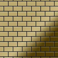ALLOY Mosaik Fliese Massiv Metall Titan Hochglänzend Gold 1,6mm Stark House-ti-gm 1 Paket mit 10 Matten 0,98 m2 Gold