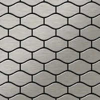ALLOY Mosaik Fliese Massiv Metall Edelstahl Marine Gebürstet Grau 1,6mm Karma-s-s-mb, 1 Paket mit 10 Matten 0,86 m2 Grau