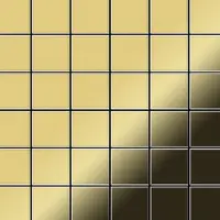 ALLOY Mosaik Fliese Massiv Metall Messing Gewalzt Gold 1,6mm Stark Cinquanta-bm 1 Paket mit 10 Matten 0,94 m2 Gold