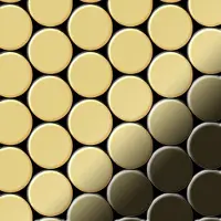 ALLOY Mosaik Fliese Massiv Metall Messing Gewalzt Gold 1,6mm Stark Dome-bm 1 Paket mit 10 Matten 0,73 m2 Gold