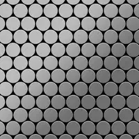 ALLOY Mosaik Fliese Massiv Metall Edelstahl Gebürstet Grau 1,6mm Stark Dollar-s-s-b 1 Paket mit 10 Matten 0,88 m2 Grau