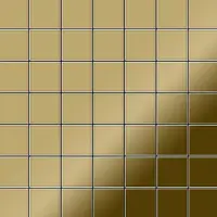 ALLOY Mosaik Fliese Massiv Metall Titan Hochglänzend Gold 1,6mm Stark Attica-ti-gm 1 Paket mit 10 Matten 0,85 m2 Gold