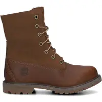 Timberland für Damen. TB18328R2421 Lederstiefelette mit aufrollbarem Schaft und braunem Warmfutter (37.5 W), Wohnung, Schnürsenkel, Lässig