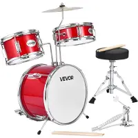 Vevor Schlagzeug Set, 3-teilig, Drum Kit mit 35,6 cm Bassdrum, 25,4 cm Snare-Drum und 20,3 cm Tom-Toms, Musik-Lern-Schlagzeug-Instrumenten-Set, Ideal für Kinder von 6 bis 13 Jahren (rot)