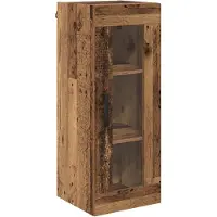 vidaXL Wandschrank Altholz 34,5 x 34 x 90 cm Engineered Wood und Glas