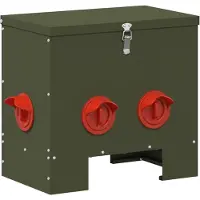 vidaXL Hühnerfütterer Olive Grün 40,5 x 25 x 38 cm Kaltgewalzter Stahl