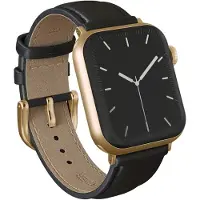 Burga Armband aus echtem Leder - Apple Watch | 44/45/46/49 mm / Universelle 20 mm Anschluss - Don't Text / Gold