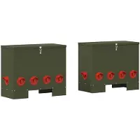 vidaXL Hühnerfütterer 2 pcs Olive Grün 60,5 x 29 x 51 cm