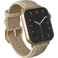 Burga Armband aus echtem Leder - Apple Watch | 44/45/46/49 mm / Universelle 20 mm Anschluss - Buttermelt / Gold