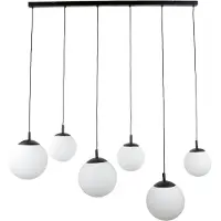 Licht-Erlebnisse Hängeleuchte Metall Glas H: max. 150 cm Schwarz Weiß E27 Kugelschirm Modern Pendelleuchte