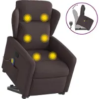 Syfax Massagesessel mit Aufstehhilfe Dunkelbraun Stoff