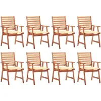 Syfax Garten-Essstühle 8 Stk. mit Kissen Massivholz Akazie