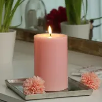 Deluxe Home Art LED Stumpenkerze MIA - Echtwachs - realistische 3D Flamme - H: 15cm - D: 10cm - ...
