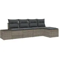 vidaXL Sofa Set 5 stk. Grau [Synthetisch]: Poly Rattan