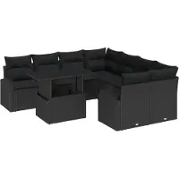 vidaXL Gartensofa-set 9 Stk. Schwarz Poly-Rattan