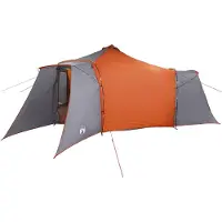 vidaXL Tipi Zelt 8 Personen Grau und Orange Taft
